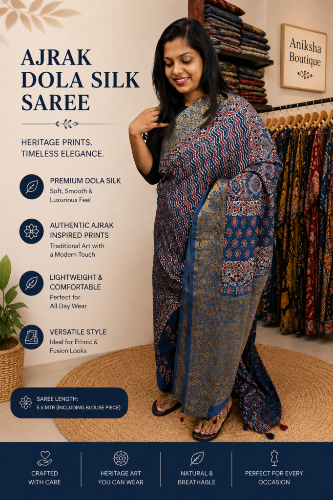 Ajrak Dola Silk Sarees