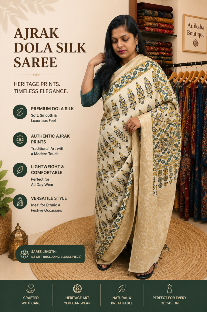 Ajrak Dola Silk Saree