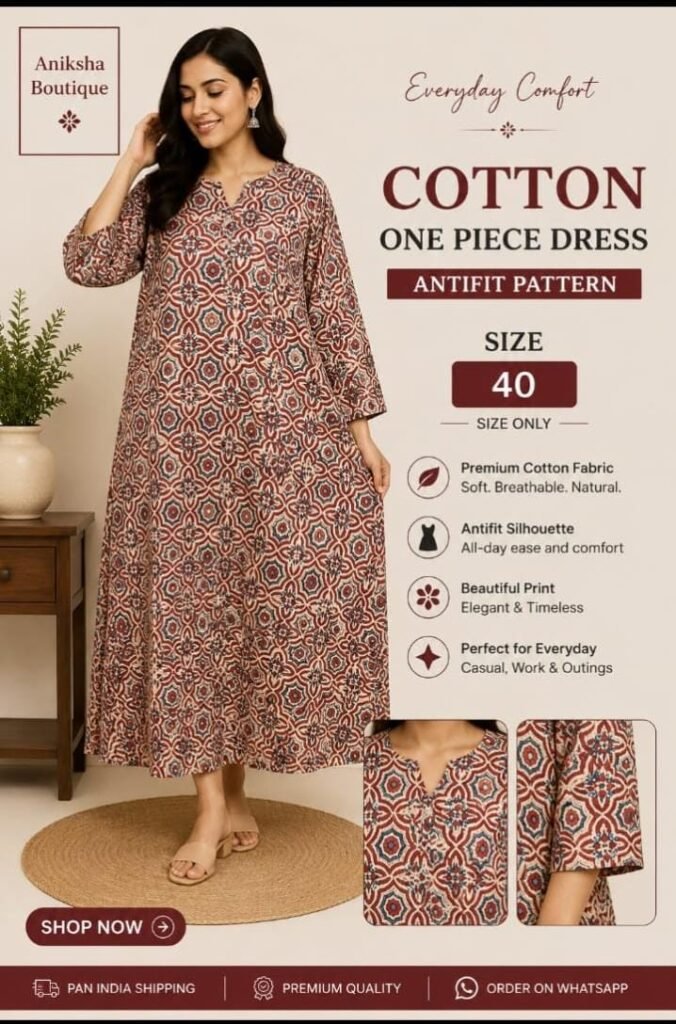Ajrak Cotton One piece Dress