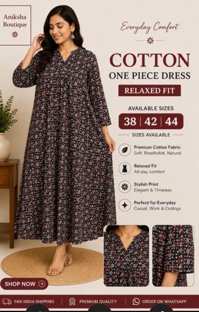 Ajrak Cotton One Piece Dress