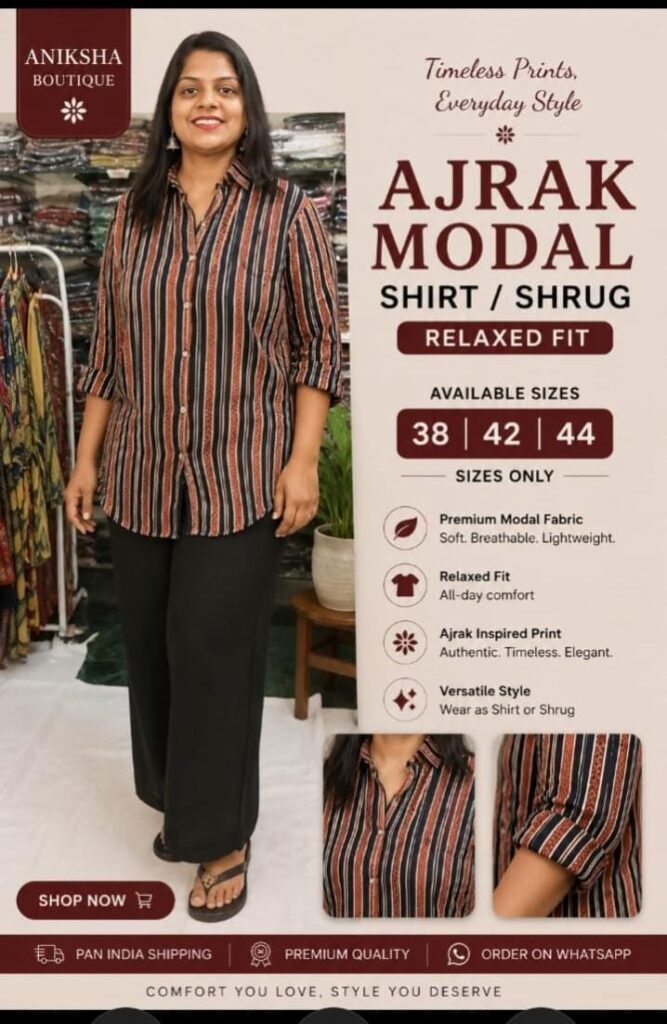 Ajrak Modal Shirt/ Shrug