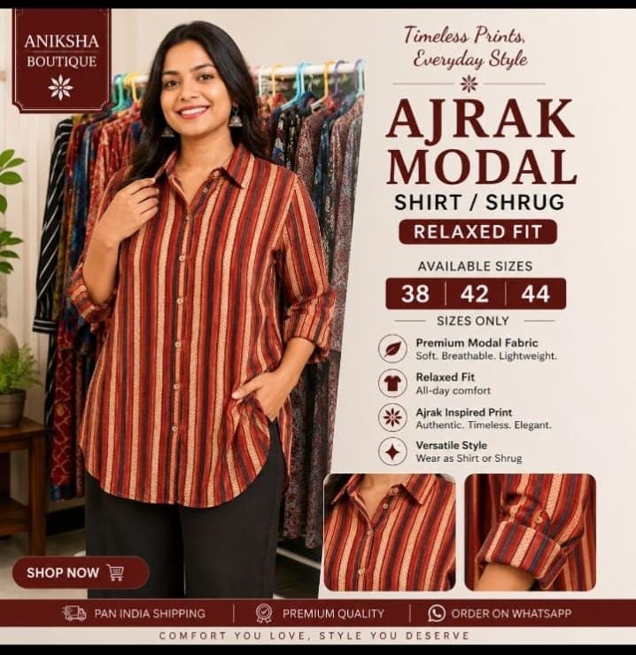 Ajrak Modal Shirts/Shrug