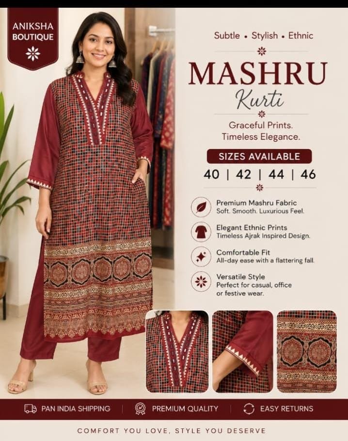 Ajrak Mashru Kurti